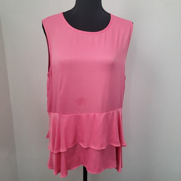 Nanette Lepore Barbie Pink Peplum‎ Layered Tiered Tunic Dress Sz Medium NWT $79 - Picture 1 of 14